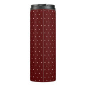 Chic-Mode-Maroon-Wärmebecher mit weißem Punktmuste Thermosbecher (Rückseite)