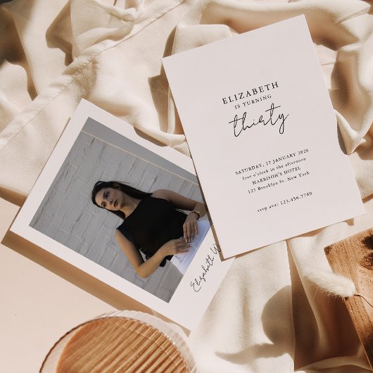 Chic Modern 30 Foto Geburtstagsparty Einladung