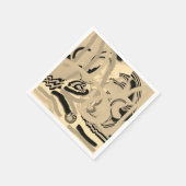 Chic Modern Art Taupe Black Cocktail Papier Napkin Serviette (Ecke)