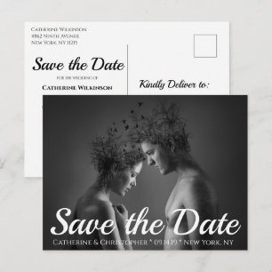 Chic Modern Artistic Save the Date Foto Wedding Postkarte