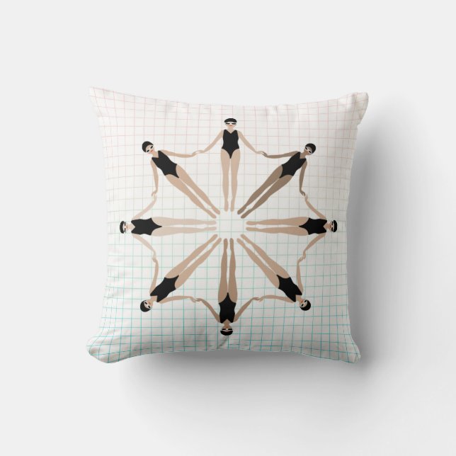 Chic Modern Artistic Synchronized Swimmers Grid Kissen (Vorderseite)
