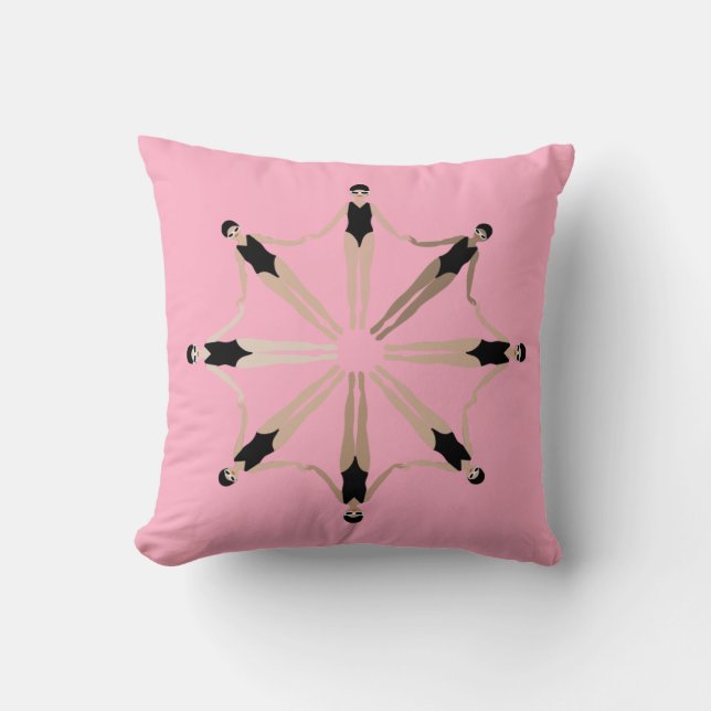 Chic Modern Artistic Synchronschwimmer Pink Kissen (Vorderseite)