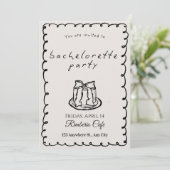 Chic Modern Bachelorette Party Invitation for Brid Einladung (Stehend Vorderseite)