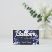 Chic Modern Balloon Artist Navy Blue Silver Visitenkarte (Stehend Vorderseite)