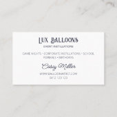 Chic Modern Balloon Artist Navy Blue Silver Visitenkarte (Rückseite)