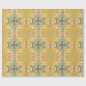 Chic Modern Barock Muster in Pink Gold Blau Geschenkpapier (Flach)