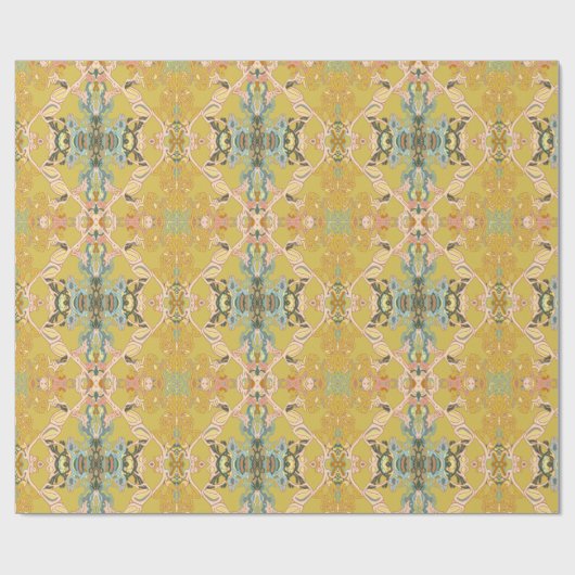 Chic Modern Barock Muster in Pink Gold Blau Geschenkpapier (Flach)