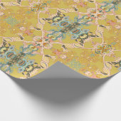 Chic Modern Barock Muster in Pink Gold Blau Geschenkpapier (Ecke)