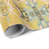 Chic Modern Barock Muster in Pink Gold Blau Geschenkpapier (Rolleneckpunkt)