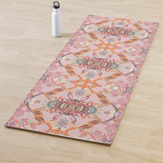 Chic Modern Barock Muster in Pink Orange Lila Yogamatte (Beispiel)