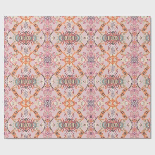 Chic Modern Barock Muster in Rosa und Orange Geschenkpapier (Flach)