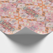 Chic Modern Barock Muster in Rosa und Orange Geschenkpapier (Ecke)