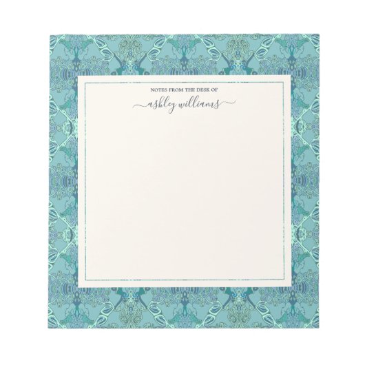 Chic Modern Baroque Muster Blue Shades Notizblock (Vorderseite)