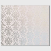 Chic Modern Beauty Silver Nacre Damask Muster Geschenkpapier (Flach)