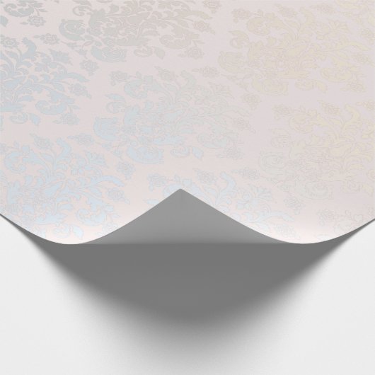 Chic Modern Beauty Silver Nacre Damask Muster Geschenkpapier (Ecke)
