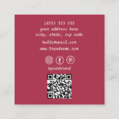 Chic Modern Beruflich Makeup Artist QR Code Quadratische Visitenkarte (Rückseite)