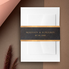 Chic Modern Black and Gold Diamond Elegante Hochze Einladungsbanderole