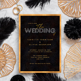 Chic Modern Black and Gold Luxuriöse Hochzeit Einladung
