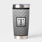 Chic Modern Black and Gray Zickzack Thermobecher (Links)