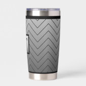 Chic Modern Black and Gray Zickzack Thermobecher (Rückseite)