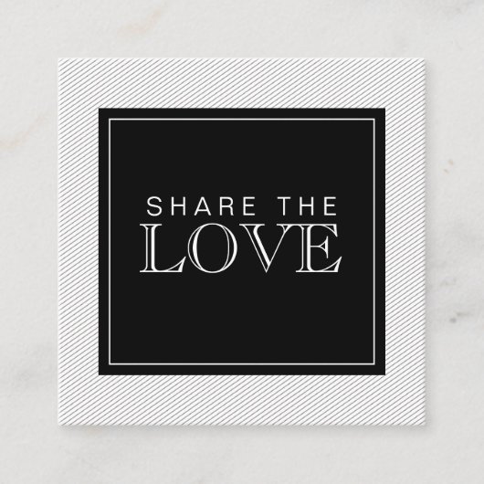 Chic Modern Black and White Stripes Referenzkarte Quadratische Visitenkarte (Vorderseite)