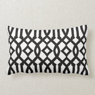 Chic Modern Black and White Trellis Muster Lendenkissen