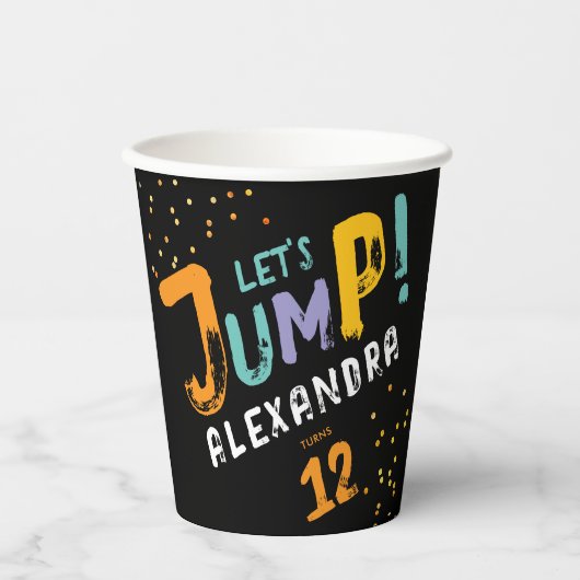Chic Modern Black Bounce Jump Farbenfrohe Pinselsp Pappbecher (Vorderseite)