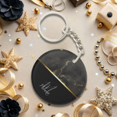 Chic modern Black Graue Marmor Gold Monogramm Schlüsselanhänger