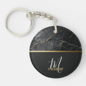 Chic modern Black grey marble gold monogram  Schlüsselanhänger (Vorderseite)