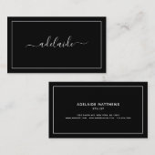 Chic Modern Black Haar Stylistin Signatur Visitenkarte (Vorne/Hinten)