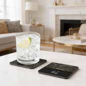 Chic modern Black Marmor Gold Monogramm Getränkeuntersetzer