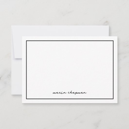 Chic Modern Black Personalized Note Cards Dankeskarte (Vorderseite)