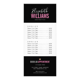 Chic Modern Black Pink Beauty Salon Rack Card Werbekarte