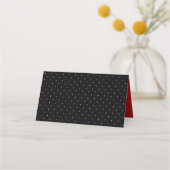 Chic Modern Black Polka Dot mit Red Ribbon Platzkarte (Rückseite)