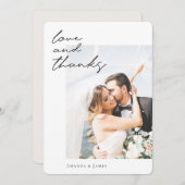 Chic Modern Black Script Custom Foto Hochzeit Dankeskarte (Vorne/Hinten)