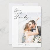 Chic Modern Black Script Custom Foto Hochzeit Dankeskarte (Vorderseite)