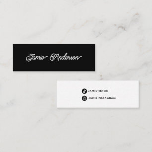 Chic Modern Black Script Social Media Influencer Mini Visitenkarte