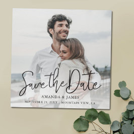 Chic Modern Black Typography Wedding Save the Date Magneteinladung