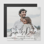 Chic Modern Black Typography Wedding Save the Date Magneteinladung (Vorne/Hinten)
