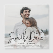 Chic Modern Black Typography Wedding Save the Date Magneteinladung (Vorderseite)