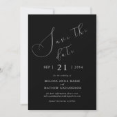 Chic Modern Black Wedding Save The Date (Vorderseite)