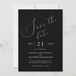 Chic Modern Black Wedding Save The Date