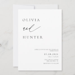 Chic Modern Black & White Wedding Einladung