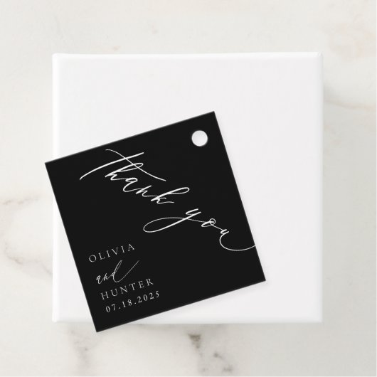 Chic Modern Black & White Wedding Geschenkanhänger (Beispiel)