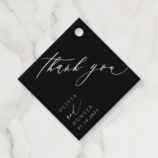 Chic Modern Black & White Wedding Geschenkanhänger (Vorderseite)