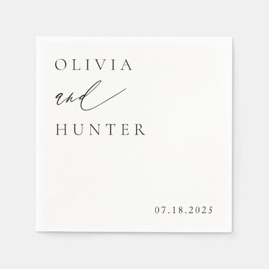 Chic Modern Black & White Wedding Serviette (Vorderseite)