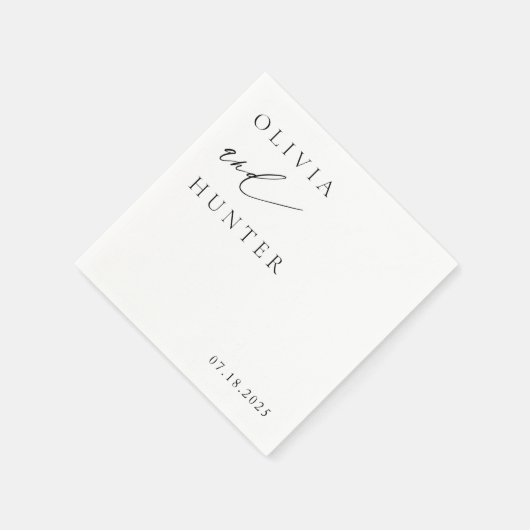 Chic Modern Black & White Wedding Serviette (Ecke)