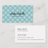 Chic & Modern Blassblau Kariert Visitenkarte (Vorne/Hinten)