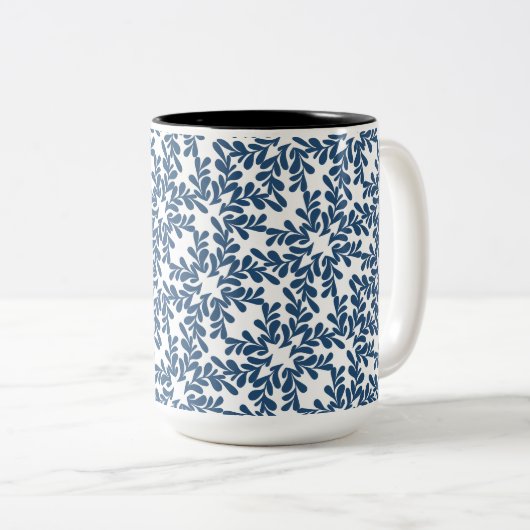 Chic Modern Blätter Zweifarbige Tasse (VorderseiteRechts)