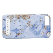 Chic Modern blauer, goldener Marmor personalisiert Case-Mate iPhone Hülle (Rückseite (Horizontal))